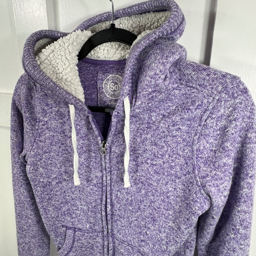 SO Authentic American Heritage Purple Marled Sherpa Lined Zip Up Hoodie Small‎